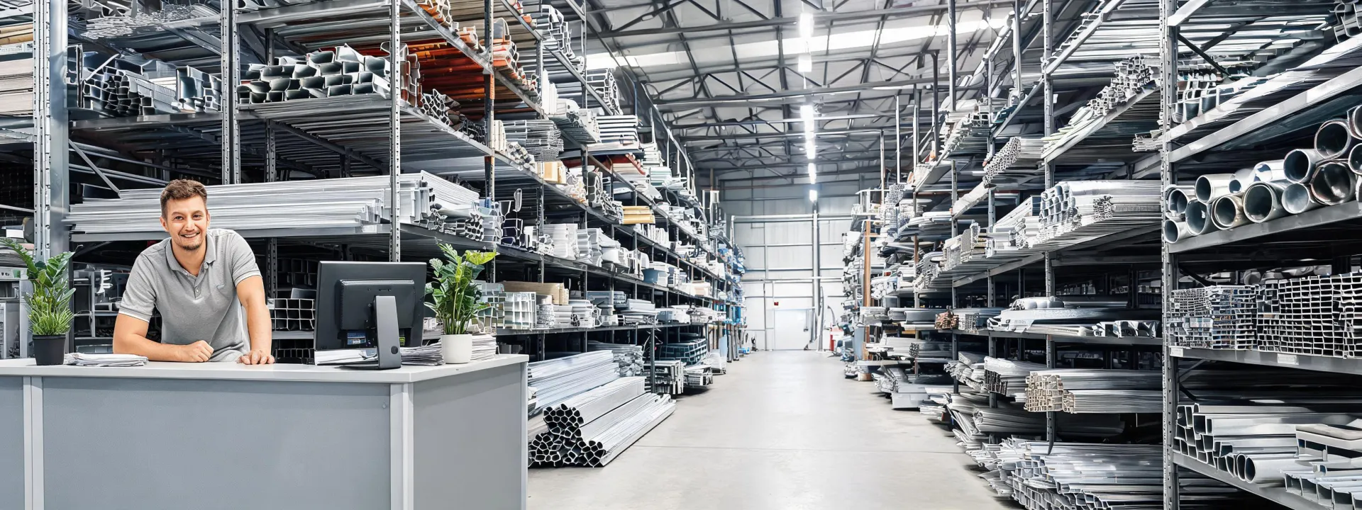 Industrial Metal Supply branch and stocked metal racks